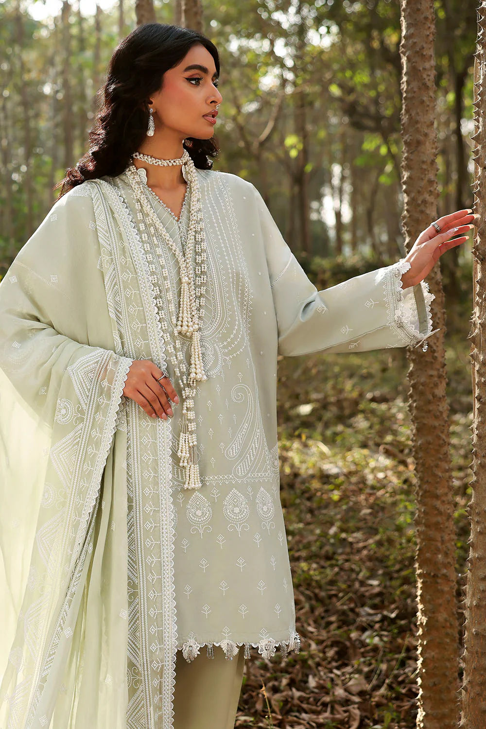 Ideas - 3 Piece Embroidered Lawn Suit with Embroidered Chiffon Dupatta