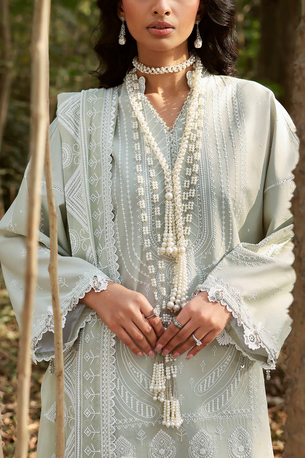 Ideas - 3 Piece Embroidered Lawn Suit with Embroidered Chiffon Dupatta