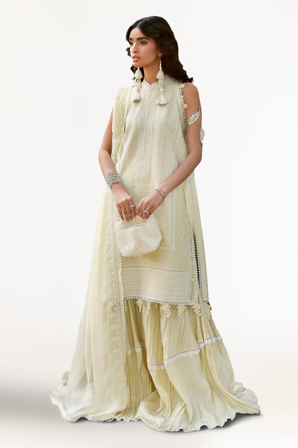 Ideas - 3 Piece Embroidered Lawn Suit with Embroidered Chiffon Dupatta