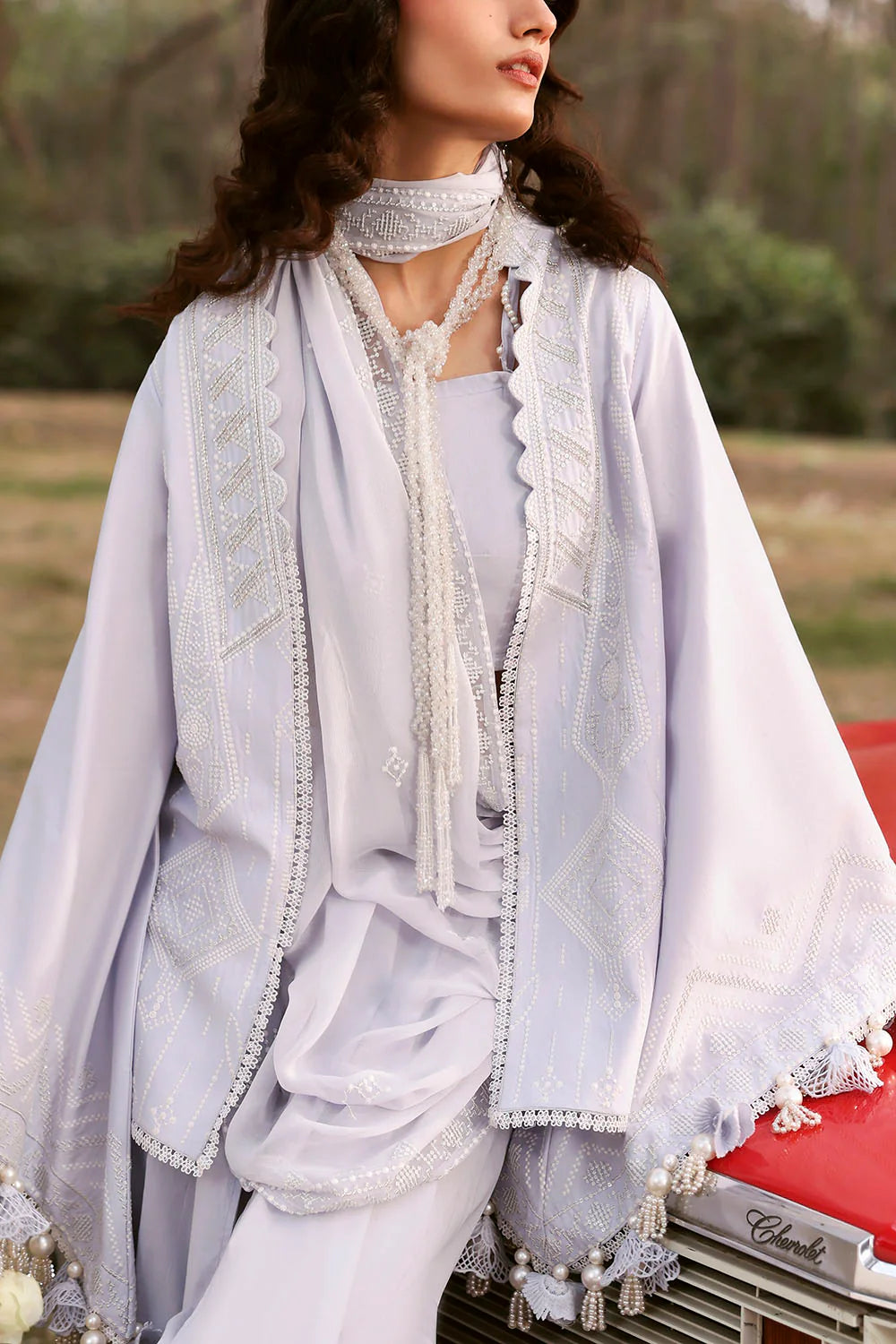 Ideas - 3 Piece Embroidered Lawn Suit with Embroidered Chiffon Dupatta