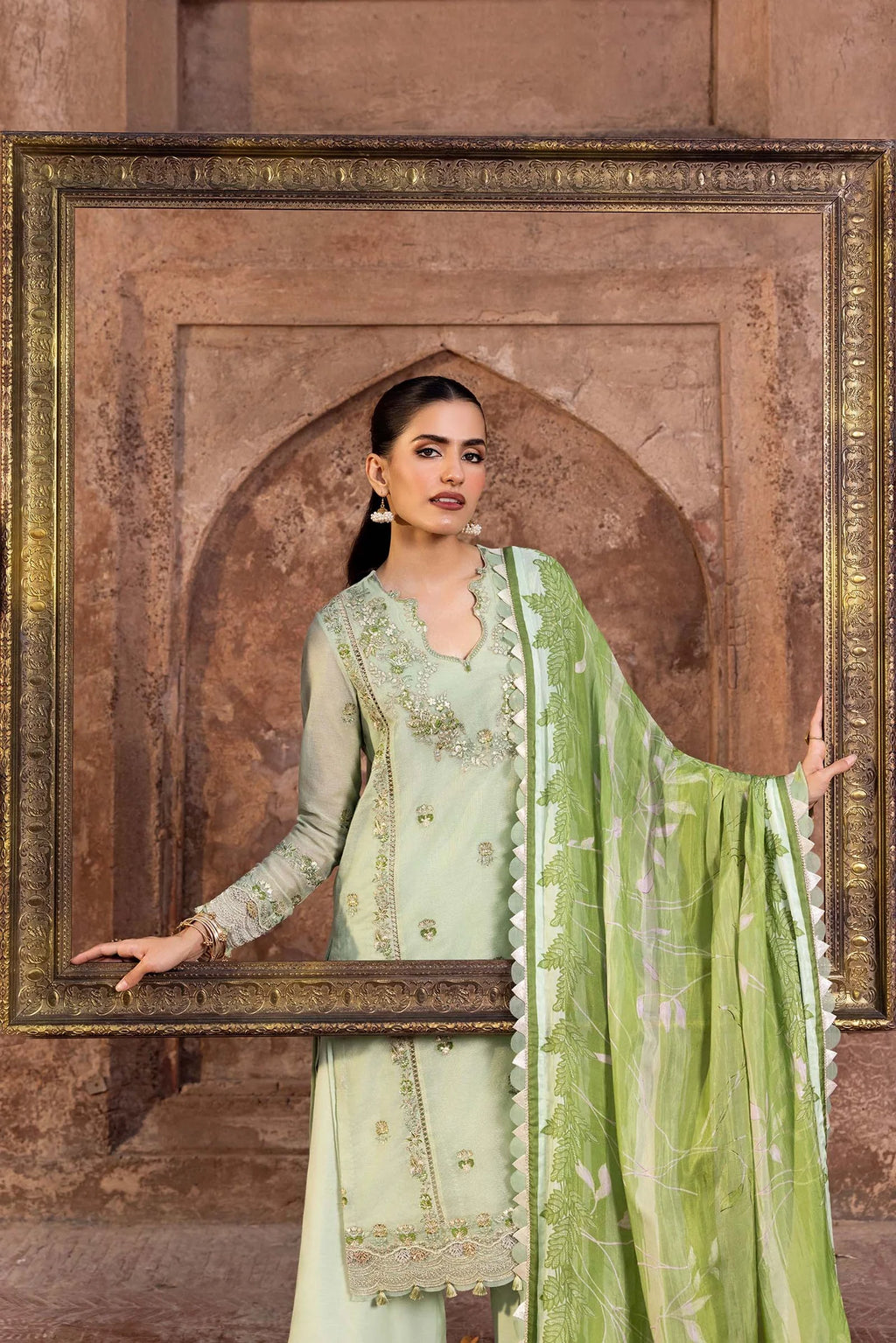 Maria.B - 3 Pc Embroidered Silk Cotton Net Suit