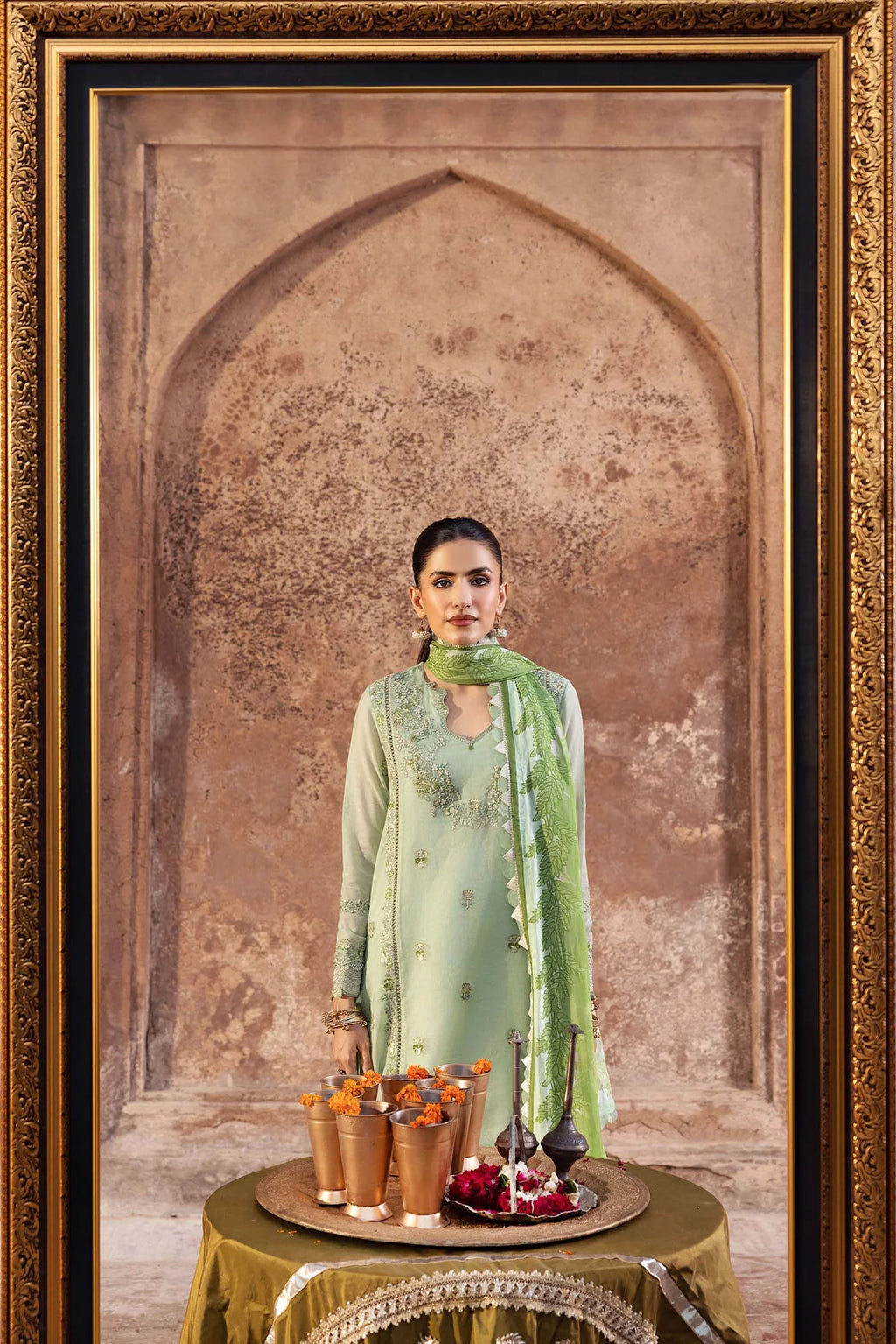 Maria.B - 3 Pc Embroidered Silk Cotton Net Suit