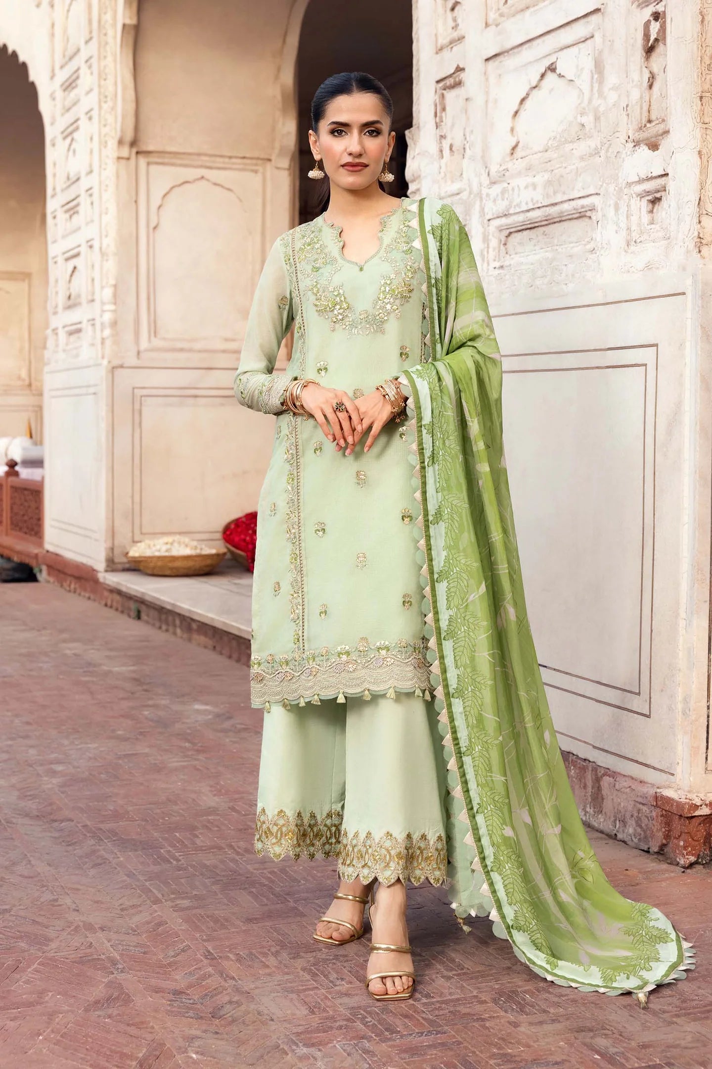 Maria.B - 3 Pc Unstitched Embroidered Silk Cotton Net Suit