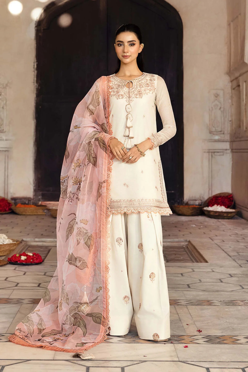 Maria.B - 3 Pc Embroidered Silk Cotton Net Suit