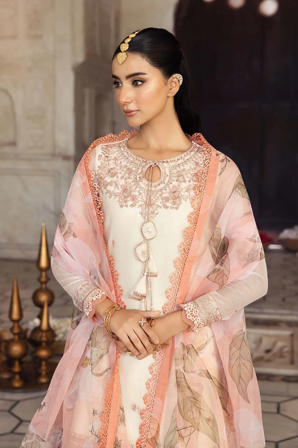 Maria.B - 3 Pc Embroidered Silk Cotton Net Suit