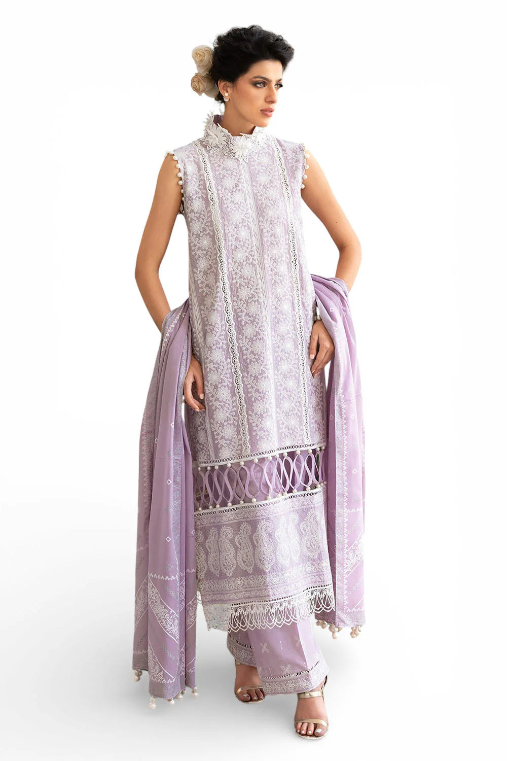 Ideas - 3 Piece Embroidered Lawn Suit with Dupatta