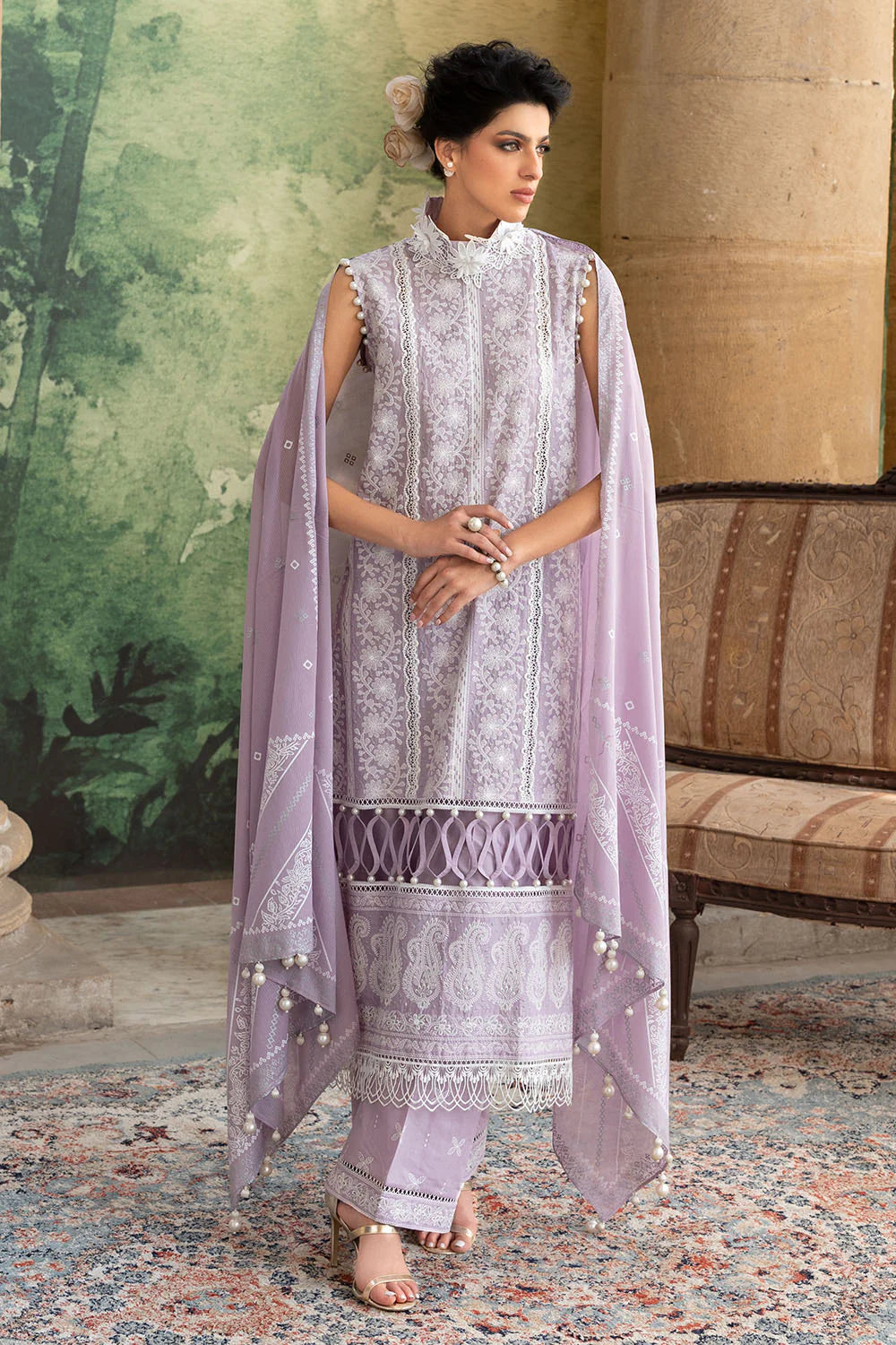 Ideas - 3 Piece Embroidered Lawn Suit with Dupatta