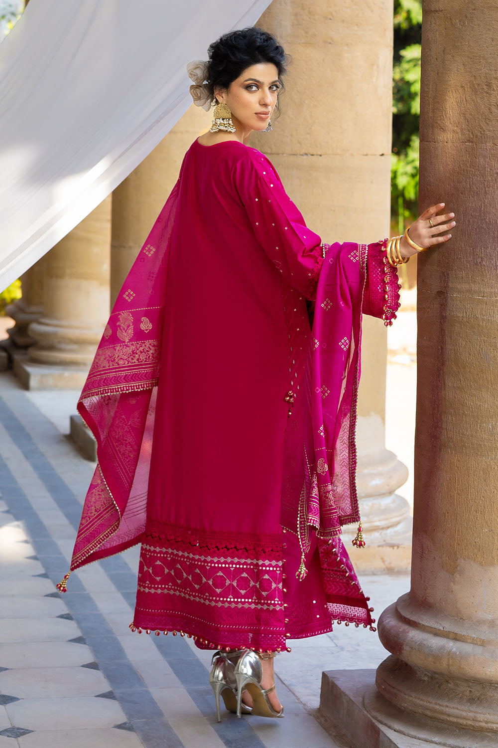 3 Piece Zari & Sequins Embroidered Lawn