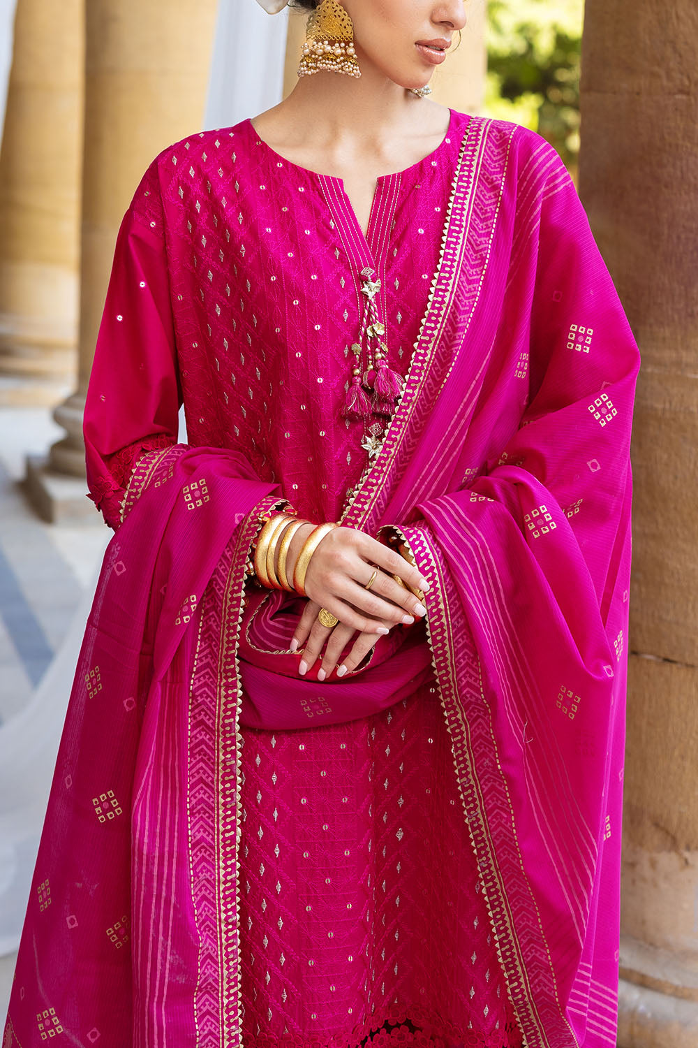 3 Piece Zari & Sequins Embroidered Lawn