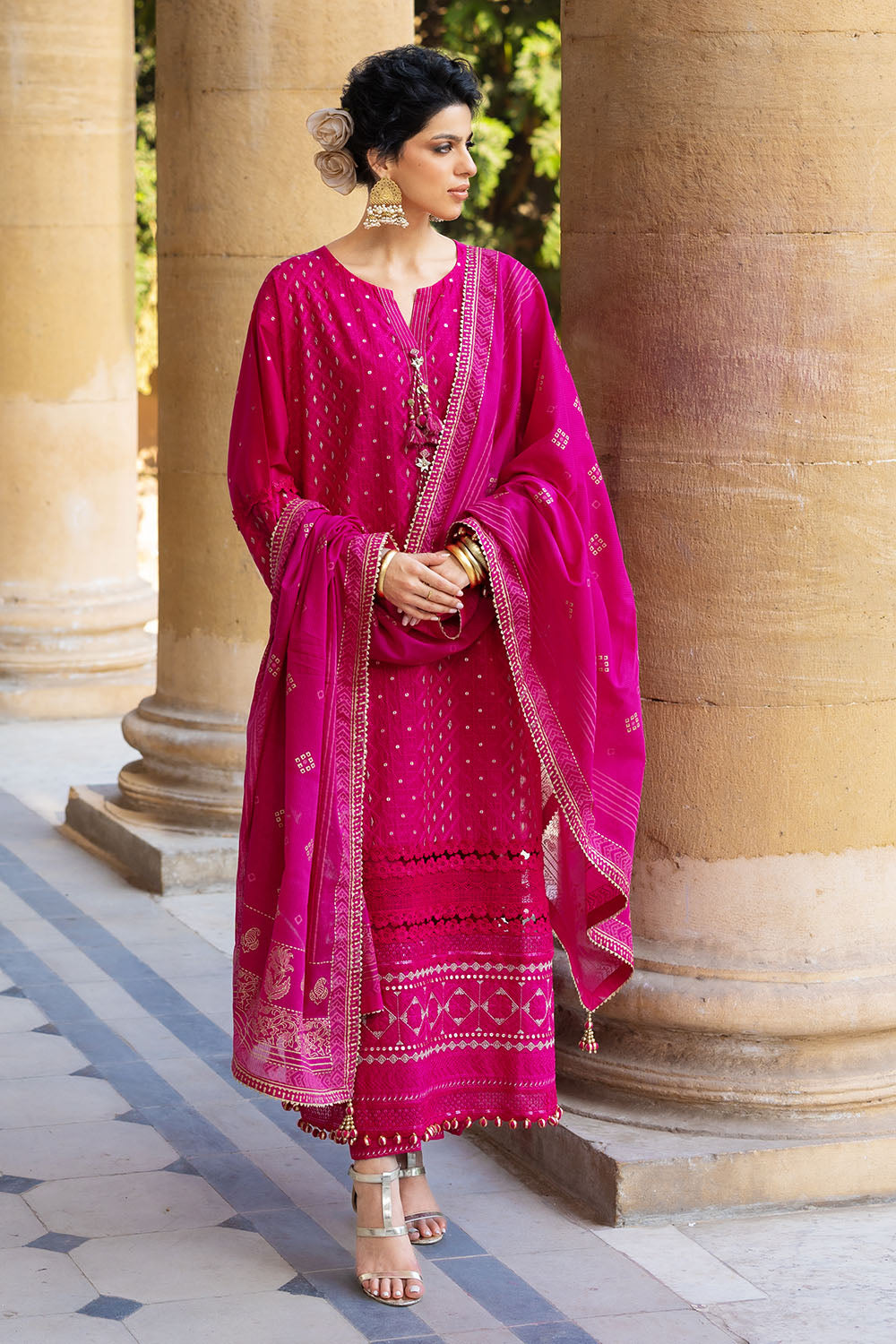 3 Piece Zari & Sequins Embroidered Lawn