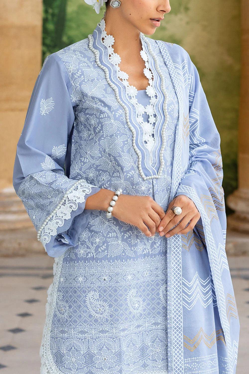 Ideas - 3 Piece Embroidered Lawn Suit with Dupatta