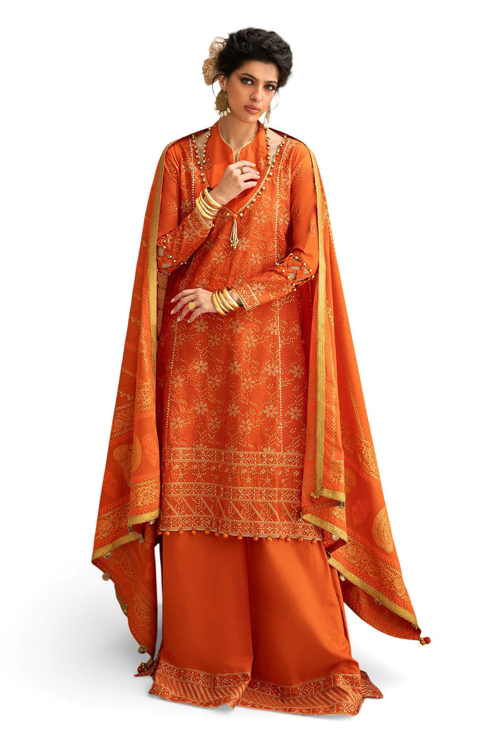 Ideas - 3 Piece Embroidered Lawn Suit with Dupatta