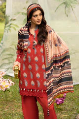 Ideas - 3 Piece Printed Lawn Suit with Dupatta
