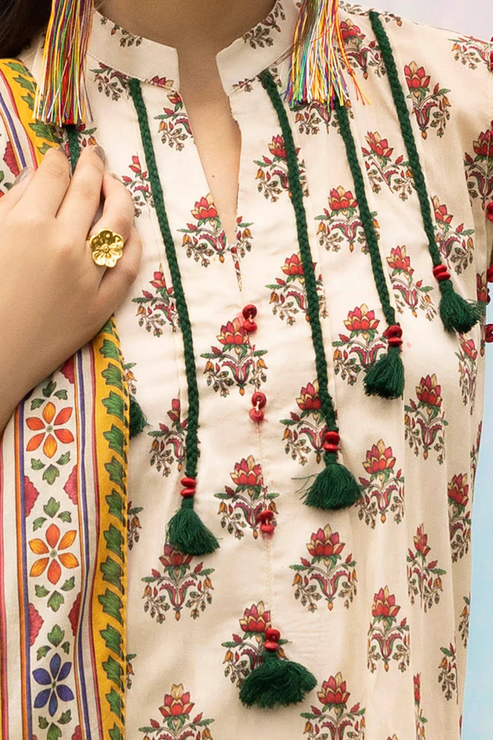 Ideas - 3 Piece Printed Lawn Suit with Dupatta