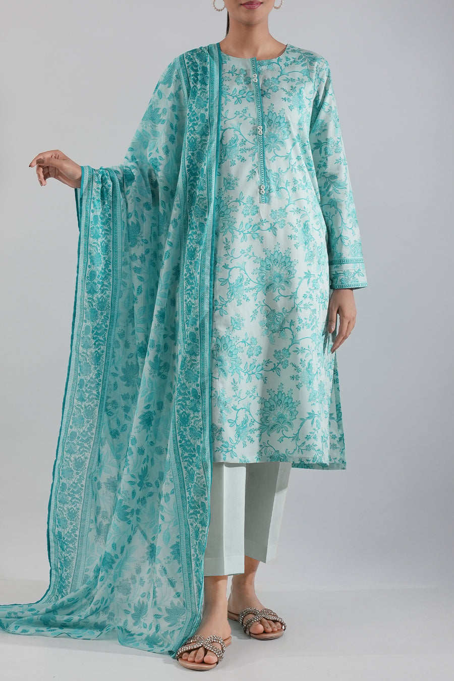 Unstitched Printed Lawn 3 Piece