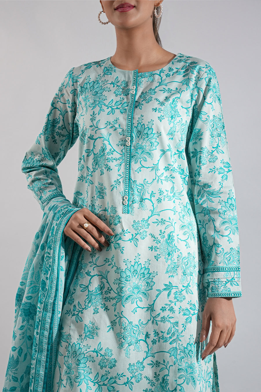 Unstitched Printed Lawn 3 Piece